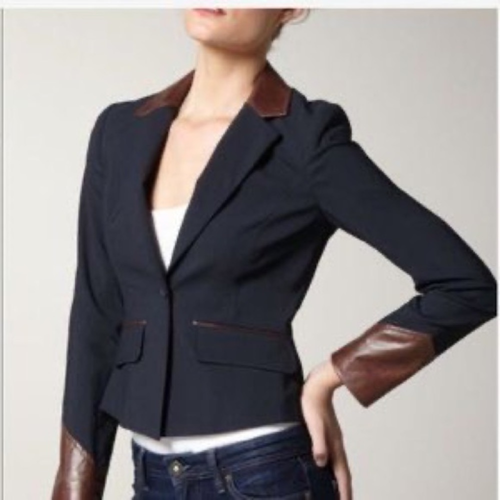 Elizabeth and Janey navy and brown blazer